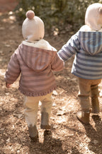 kids sherpa lined storm jacket with ruffles thistle stripe