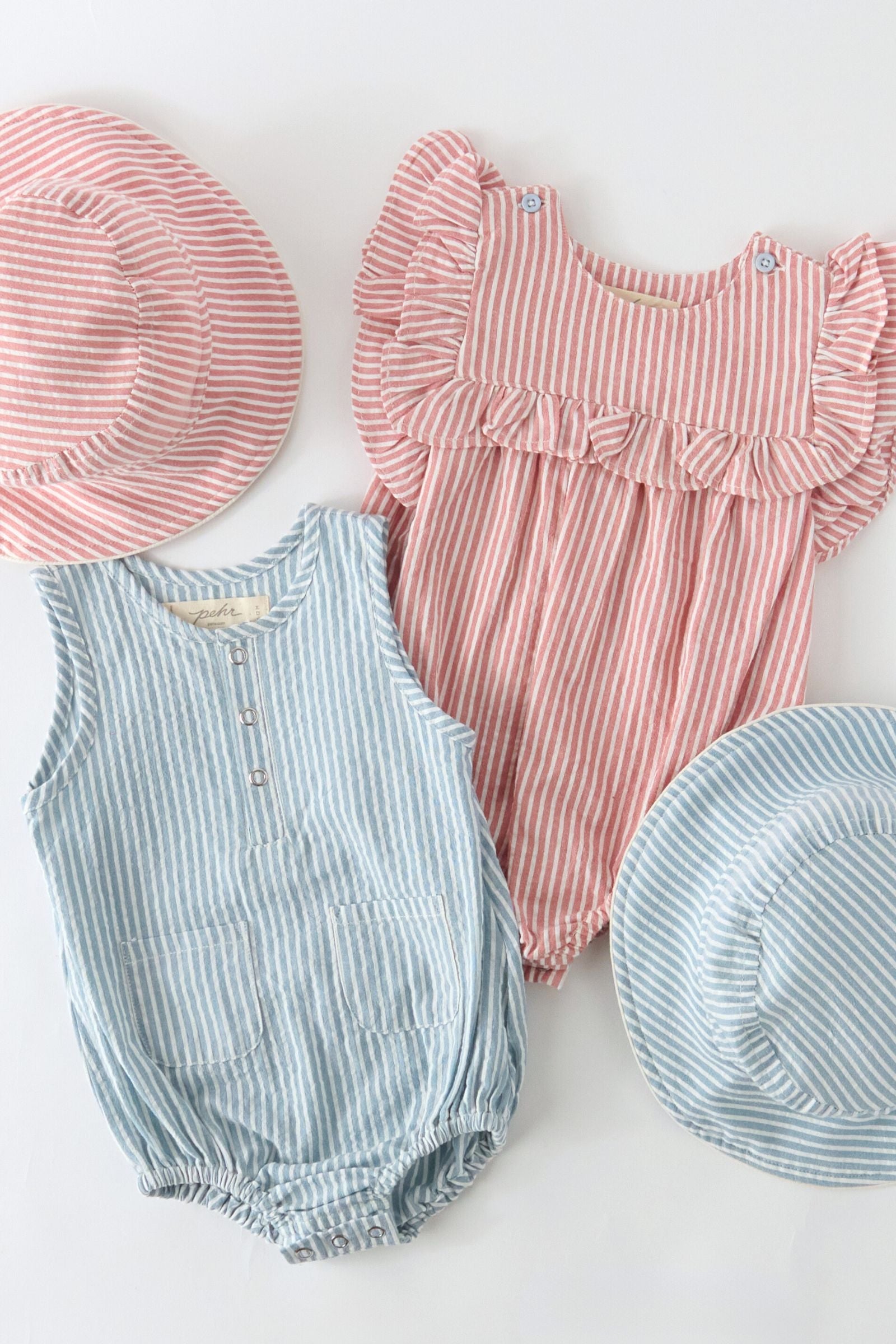 Seersucker Bucket Hat - Anchor Red