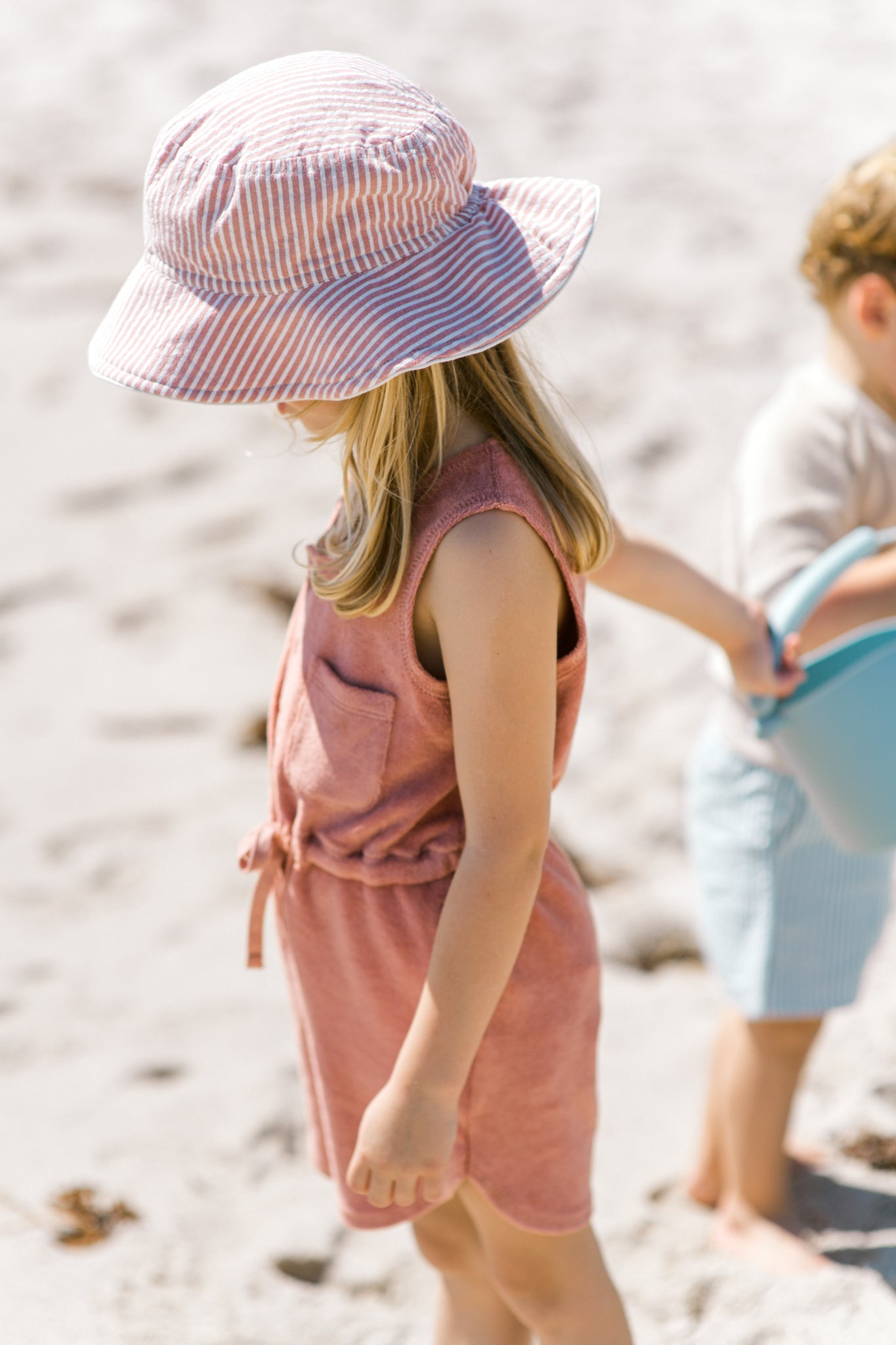 Seersucker Bucket Hat - Anchor Red