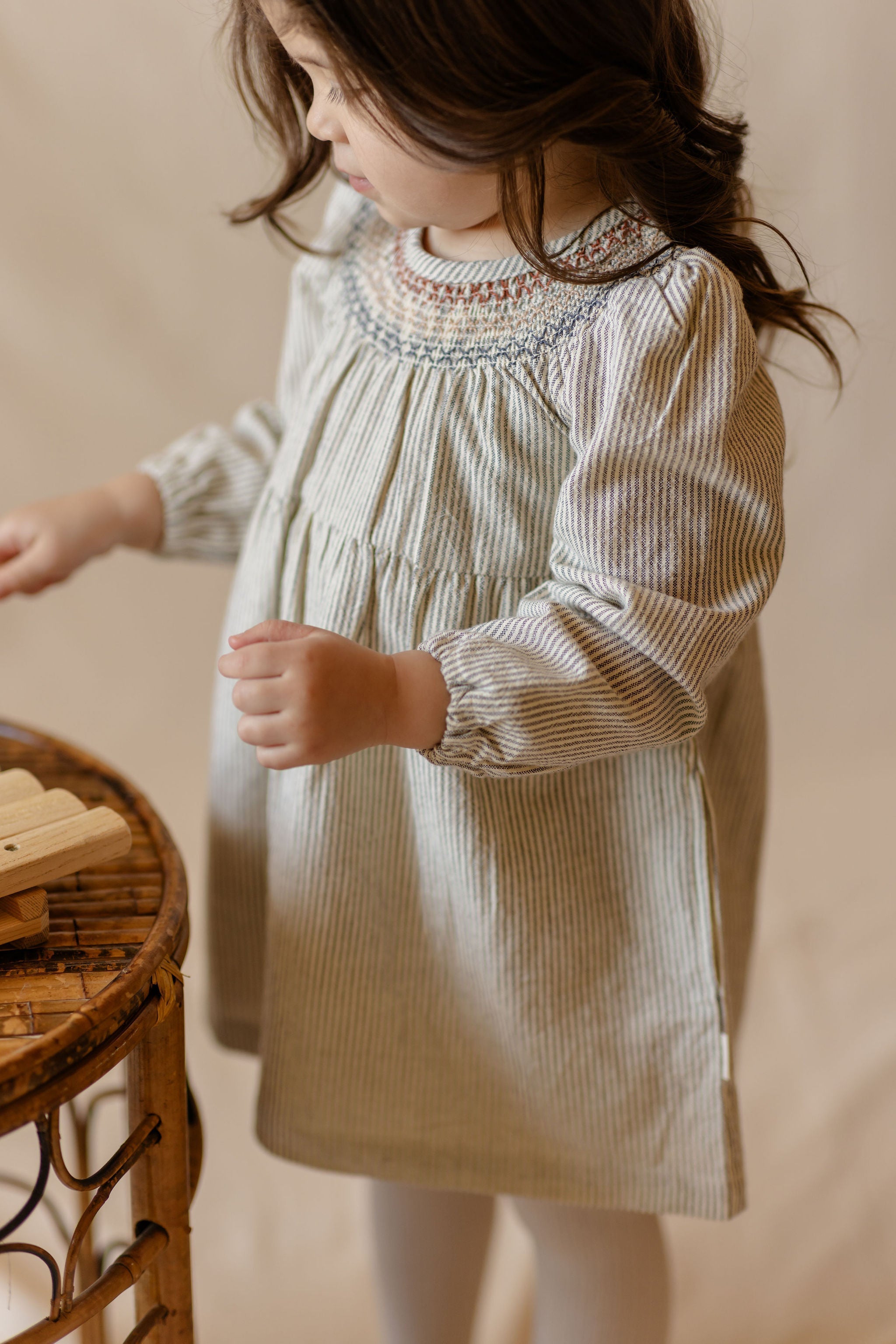 Railroad Smocked Dress - Railroad Stripe