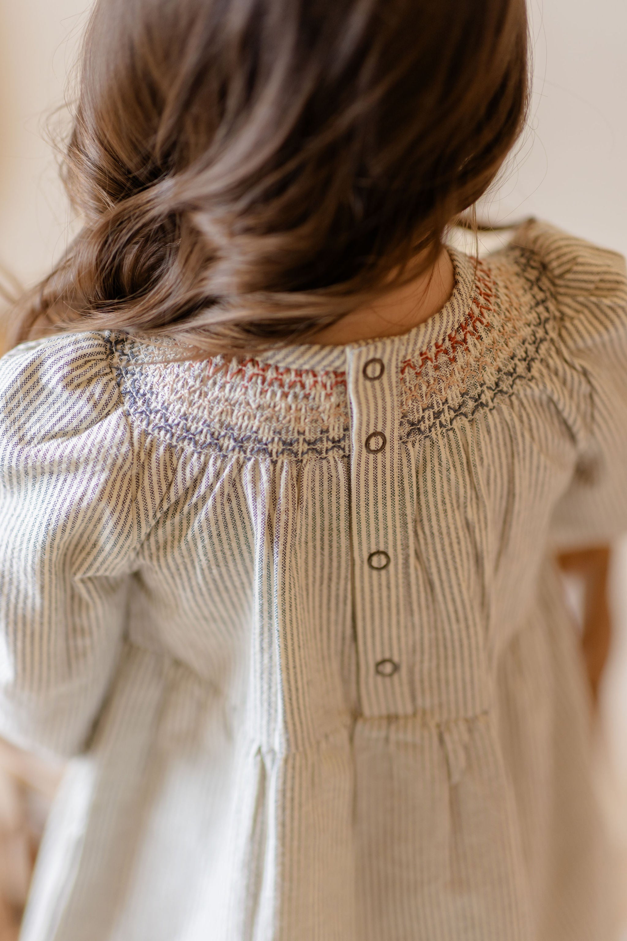 Railroad Smocked Dress - Railroad Stripe