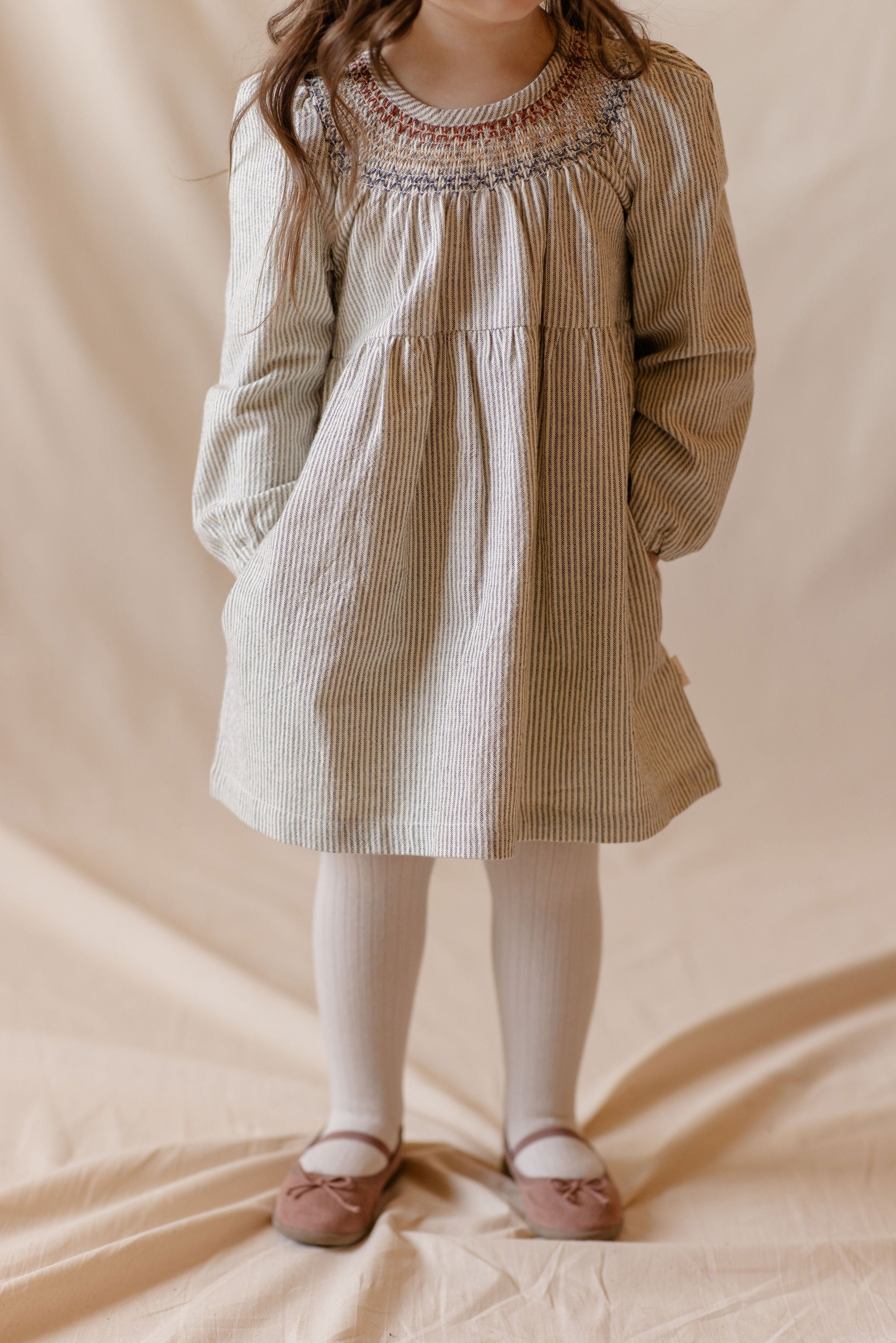 Railroad Smocked Dress - Railroad Stripe