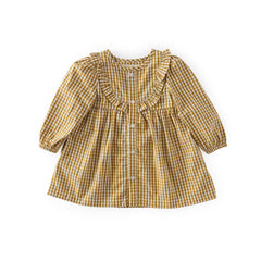 kids gingham dress dijon in yellows pattern