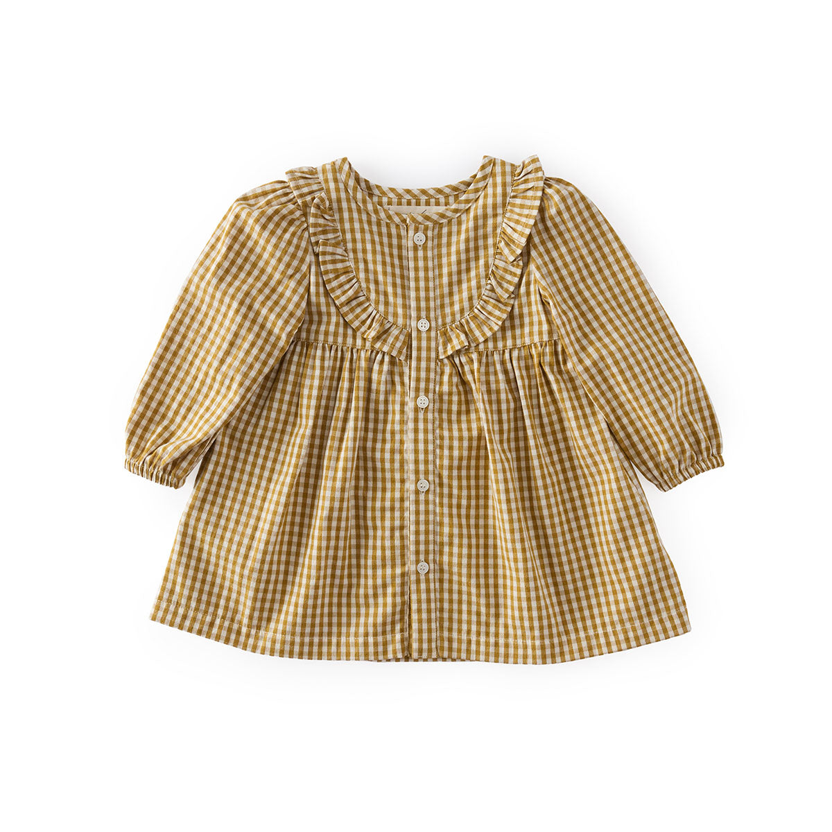kids gingham dress dijon in yellows pattern