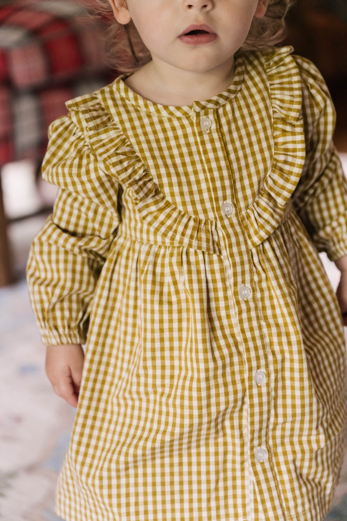 kids gingham dress dijon