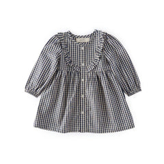 kids gingham dress indigo in blues pattern