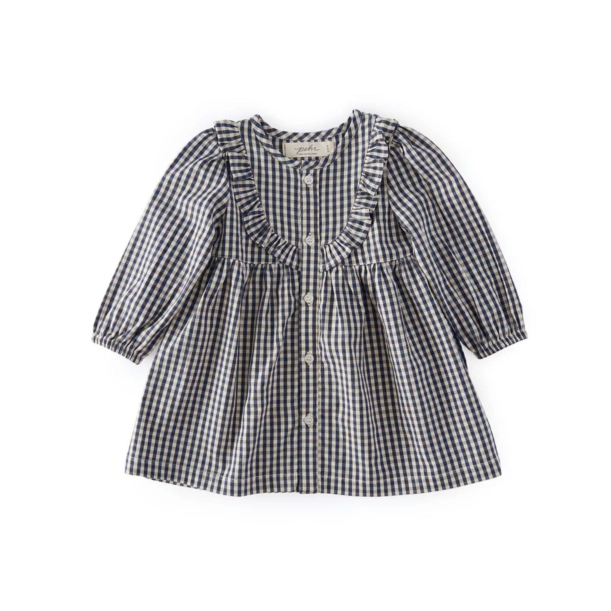 kids gingham dress indigo in blues pattern