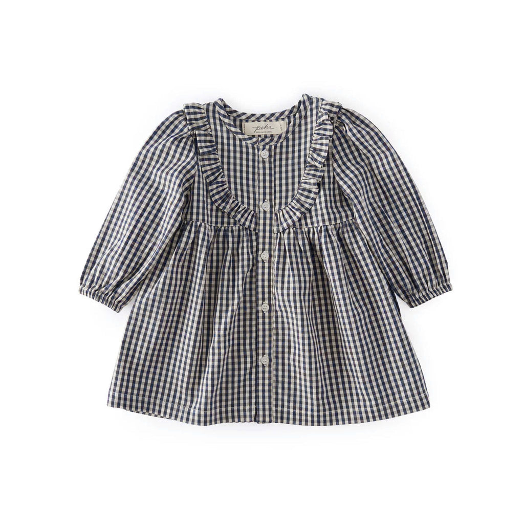 kids gingham dress indigo in blues pattern