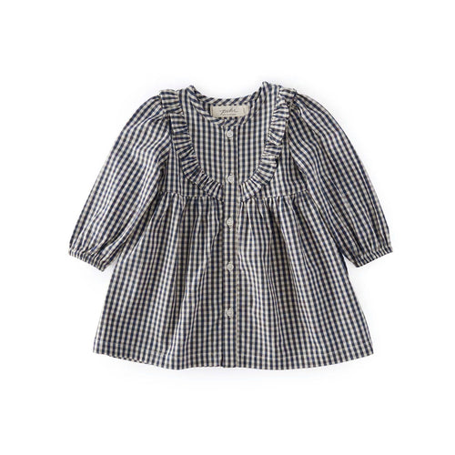 kids gingham dress indigo in blues pattern