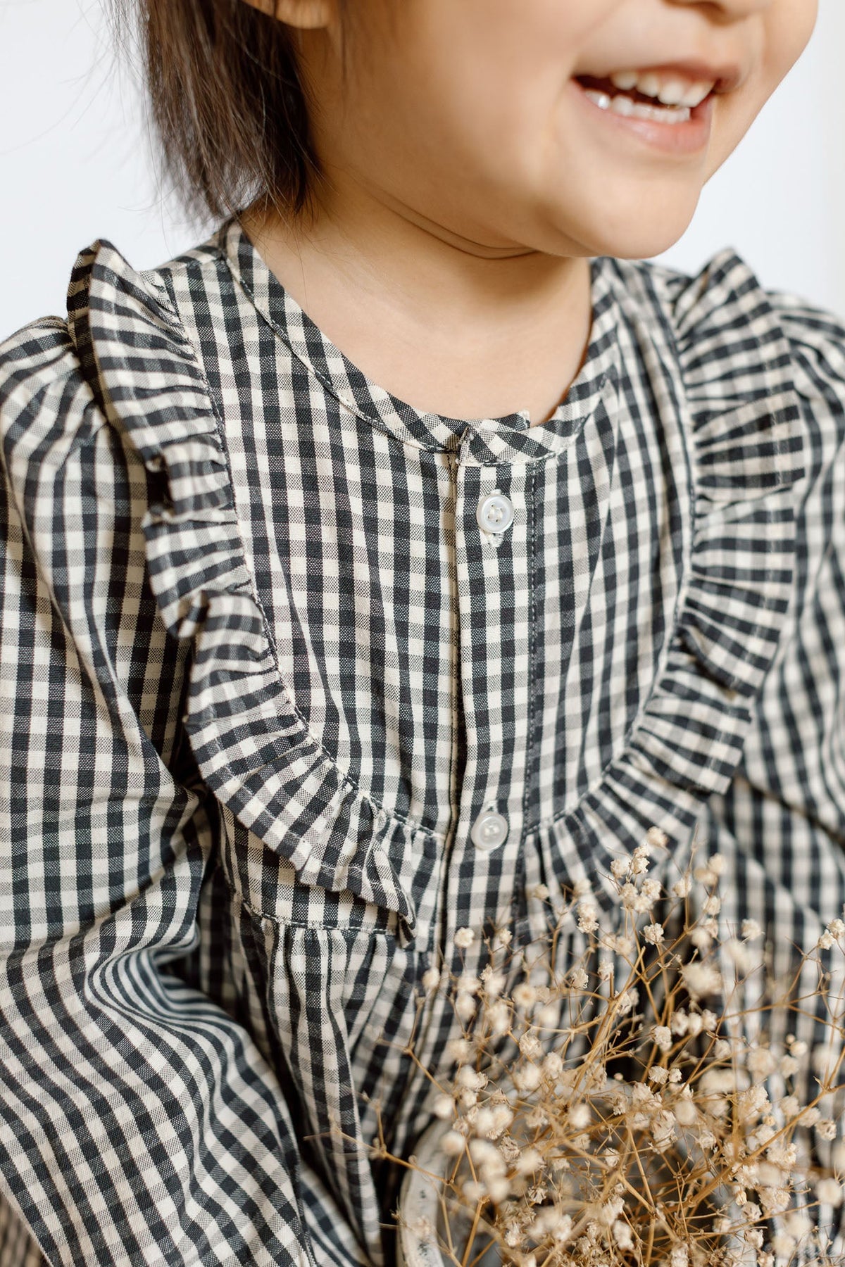 kids gingham dress indigo