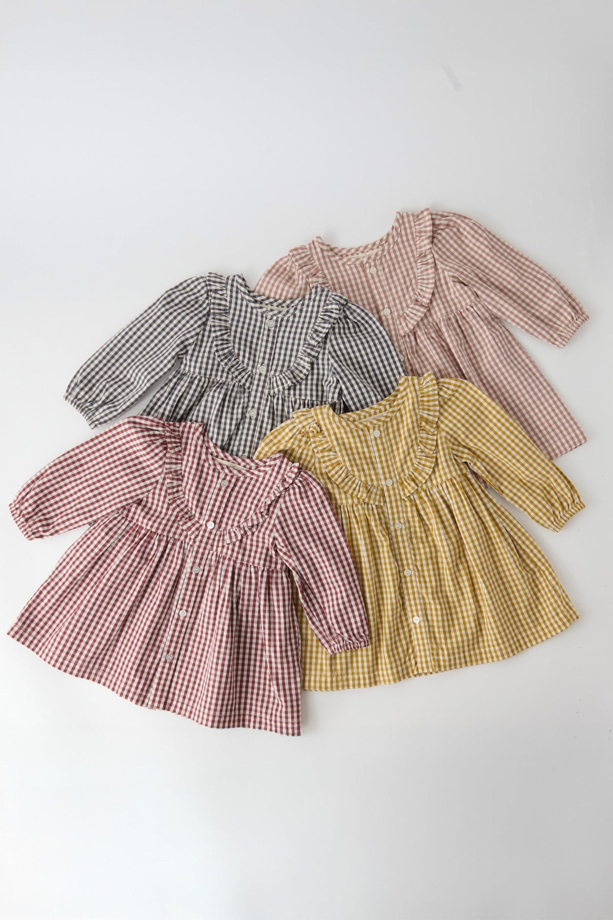 kids gingham dress indigo