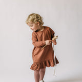 pehr-French Terry Ruffle Hem Dress - Clay-2