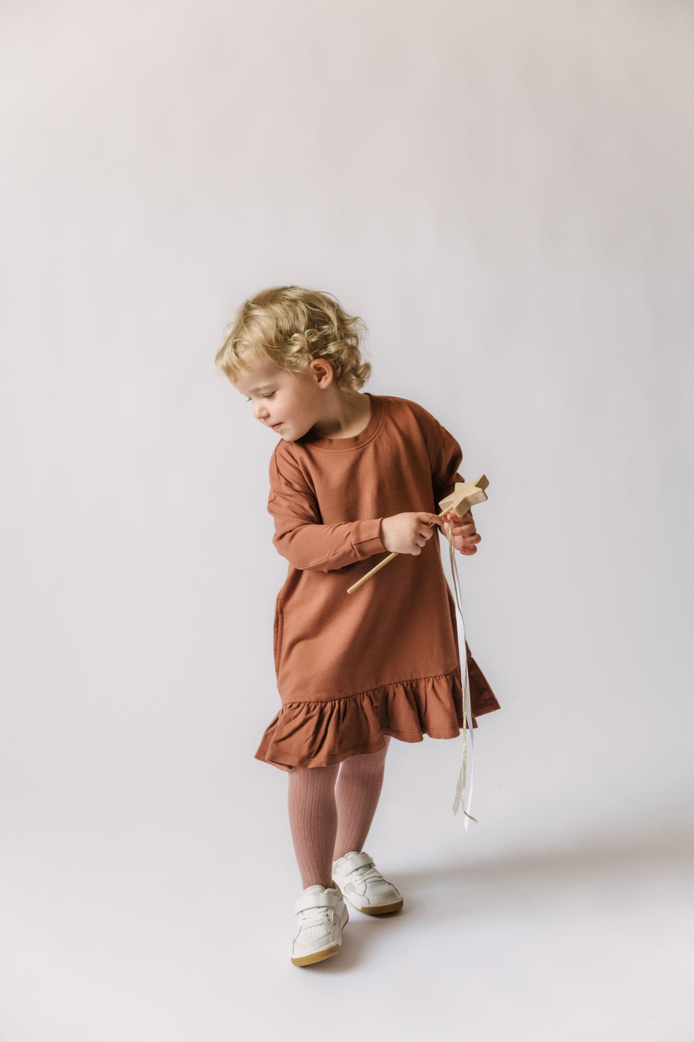 pehr-French Terry Ruffle Hem Dress - Clay-2