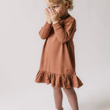 pehr-French Terry Ruffle Hem Dress - Clay-4