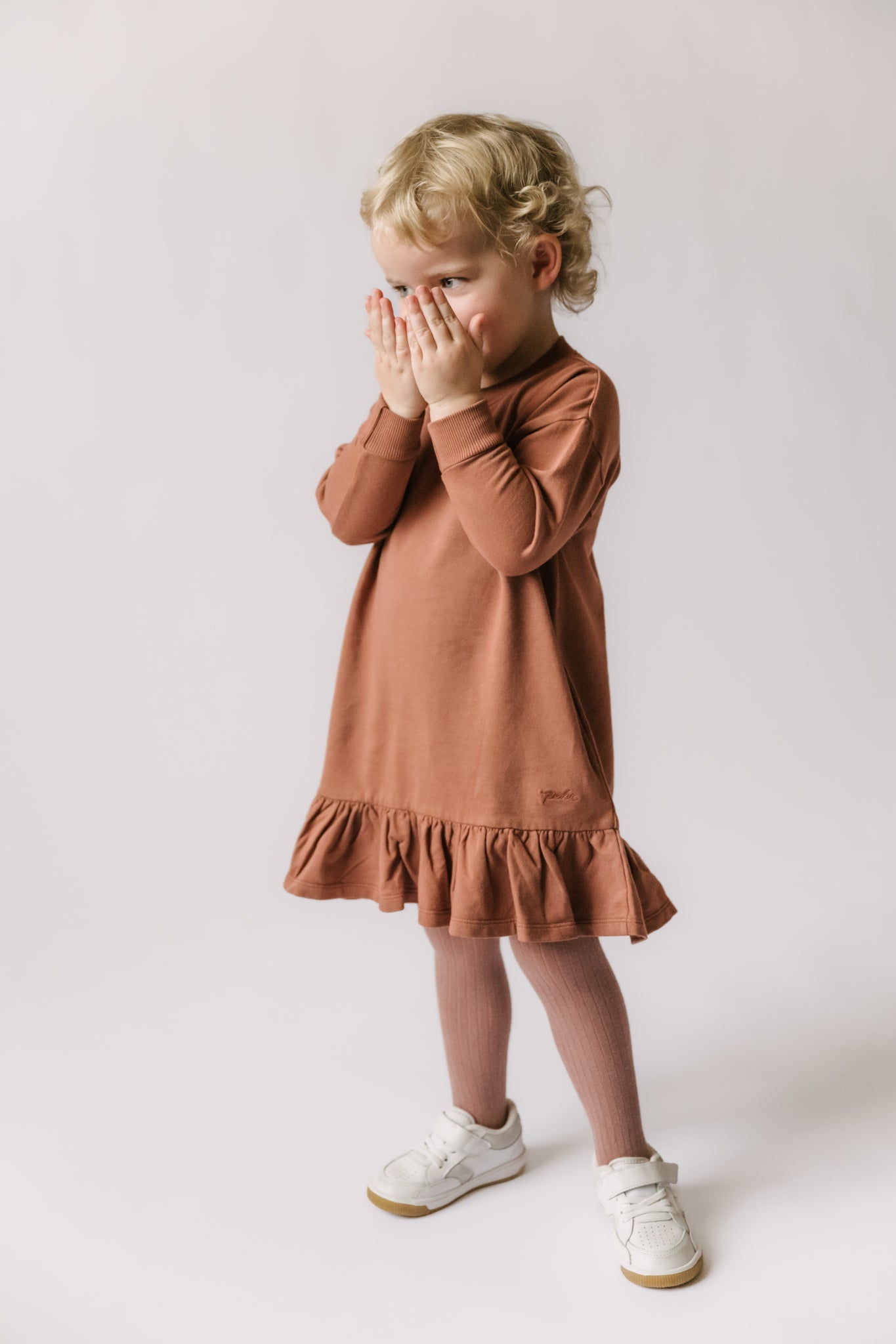 pehr-French Terry Ruffle Hem Dress - Clay-4