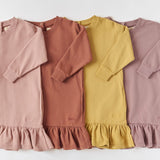 kids french terry kids ruffle hem dress dijon