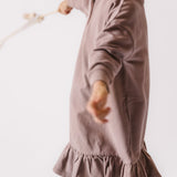 pehr-French Terry Ruffle Hem Dress - Plum-2