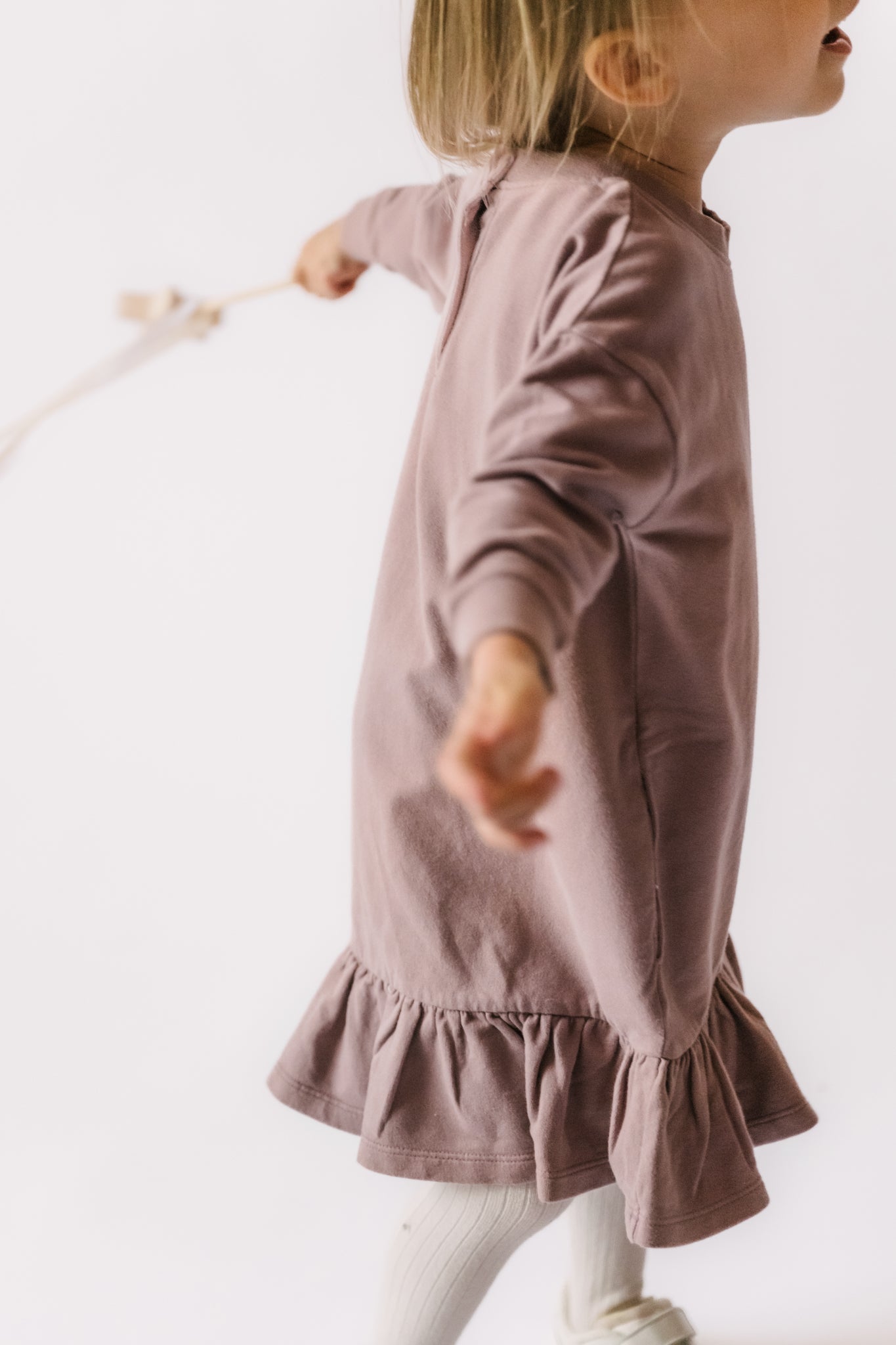 pehr-French Terry Ruffle Hem Dress - Plum-2