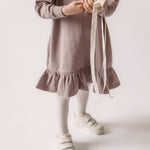 pehr-French Terry Ruffle Hem Dress - Plum-3