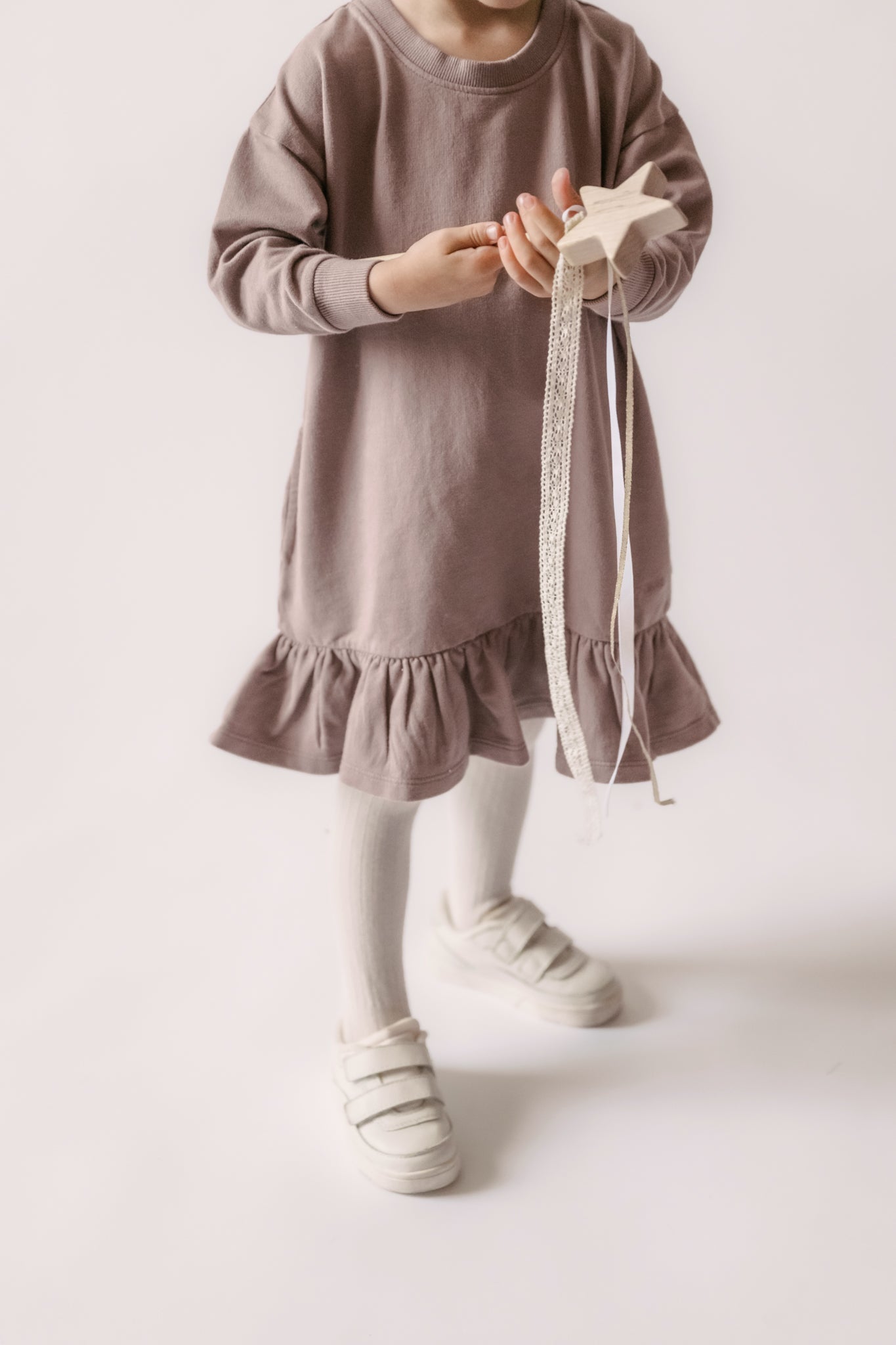 pehr-French Terry Ruffle Hem Dress - Plum-3