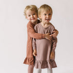 pehr-French Terry Ruffle Hem Dress - Plum-4