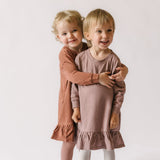 pehr-French Terry Ruffle Hem Dress - Plum-4