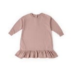 kids french terry kids ruffle hem dress soft peony in pinks pattern