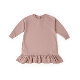 kids french terry kids ruffle hem dress soft peony in pinks pattern