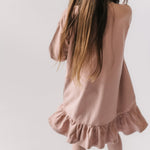 kids french terry kids ruffle hem dress soft peony
