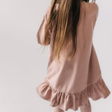 kids french terry kids ruffle hem dress soft peony