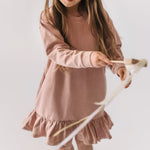 pehr-French Terry Ruffle Hem Dress - Soft Peony-3