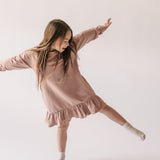 pehr-French Terry Ruffle Hem Dress - Soft Peony-4