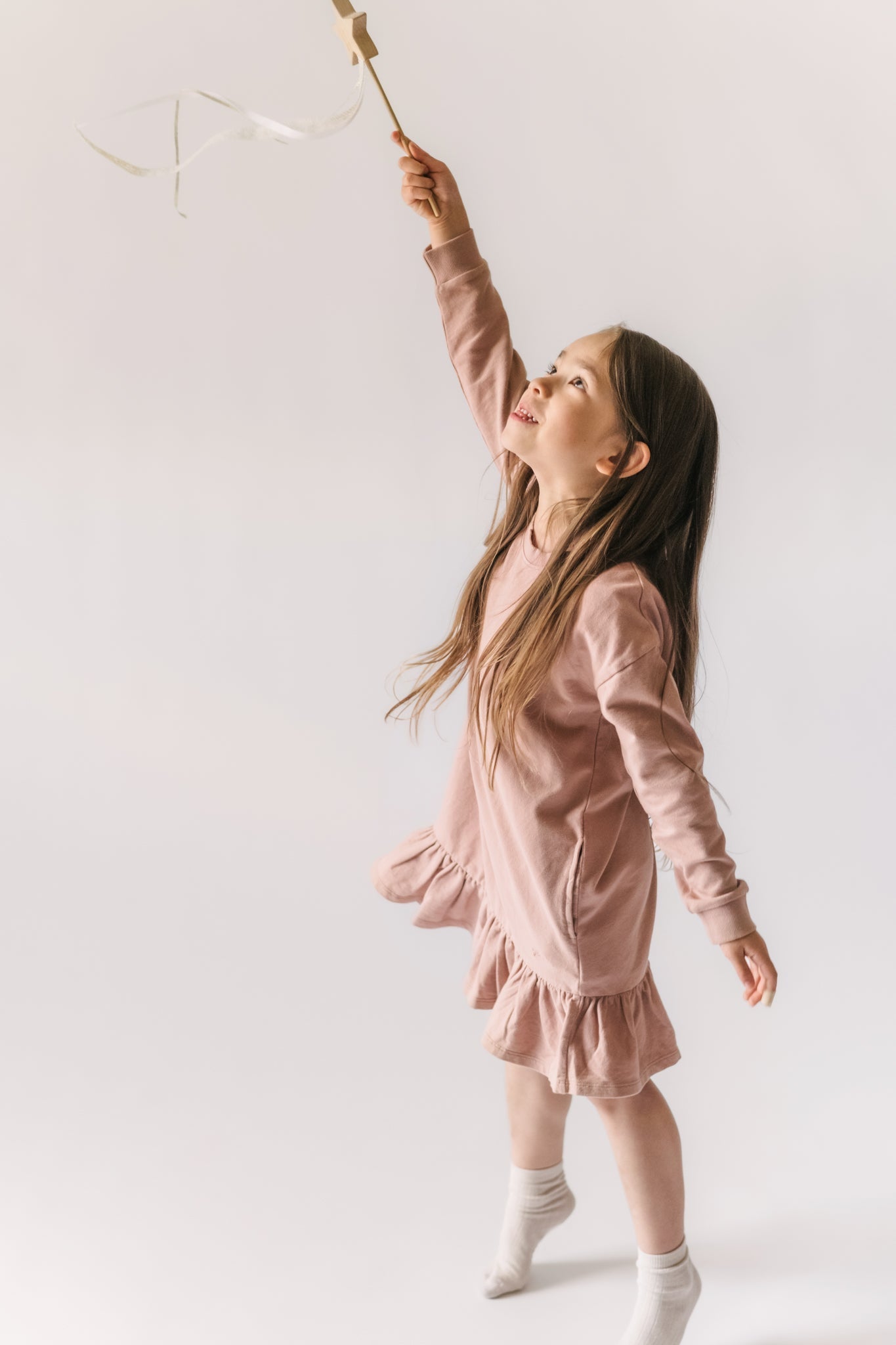 pehr-French Terry Ruffle Hem Dress - Soft Peony-6