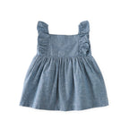 kids chambray dress in blues pattern