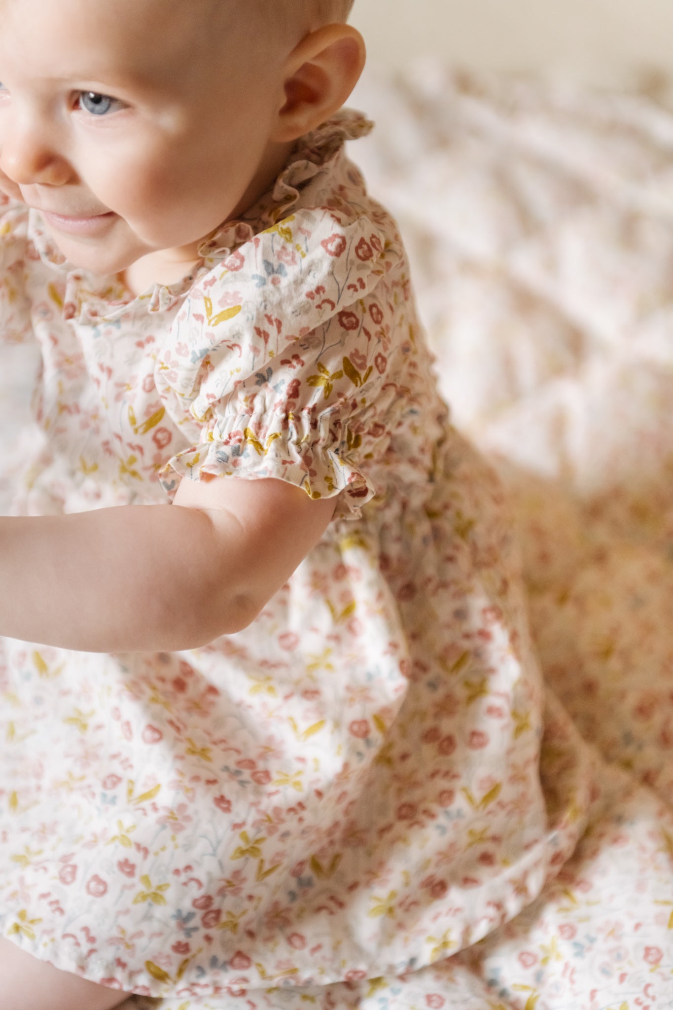 Ruffle Puff Sleeve Dress - Floret