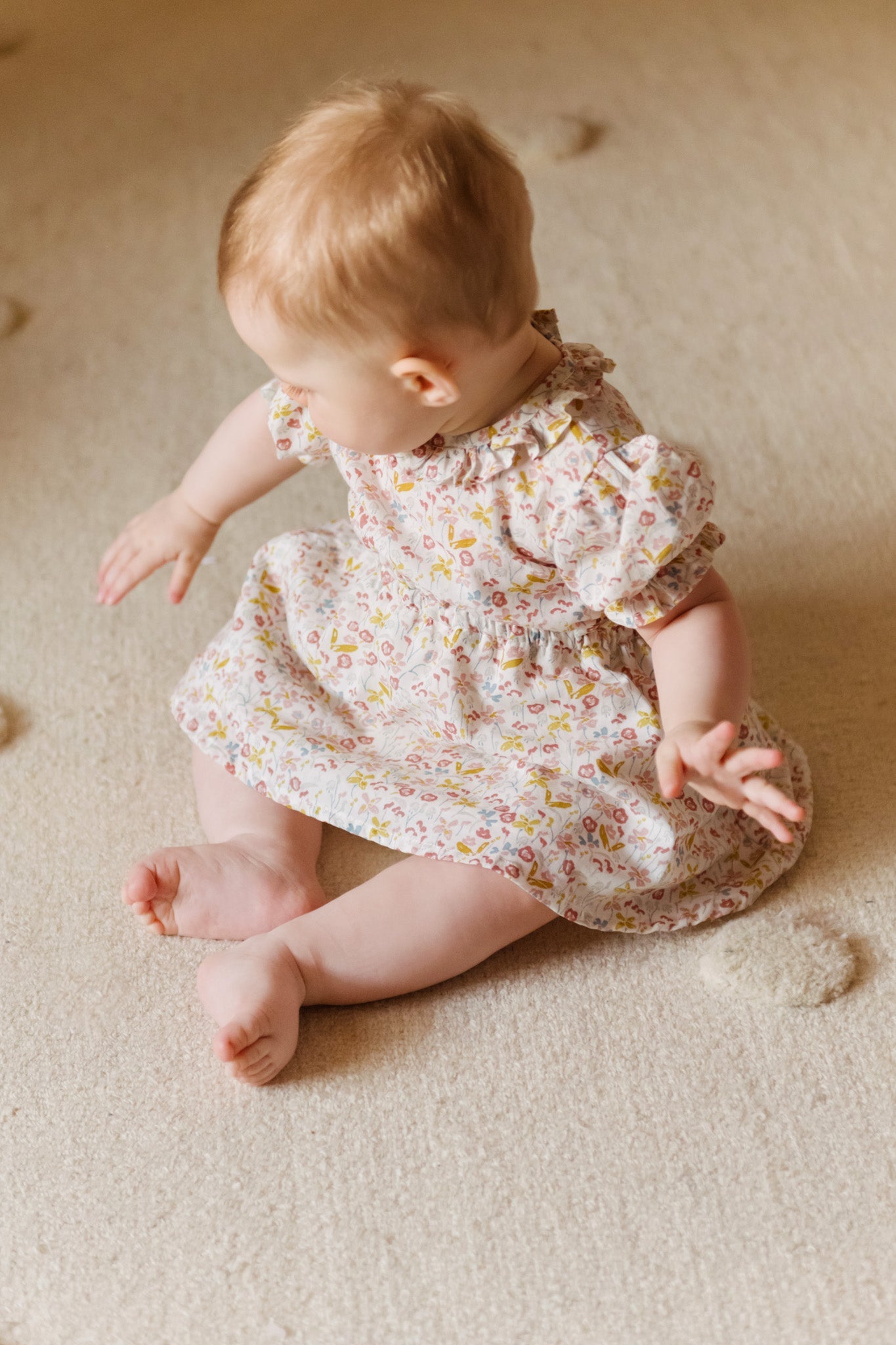 Ruffle Puff Sleeve Dress - Floret