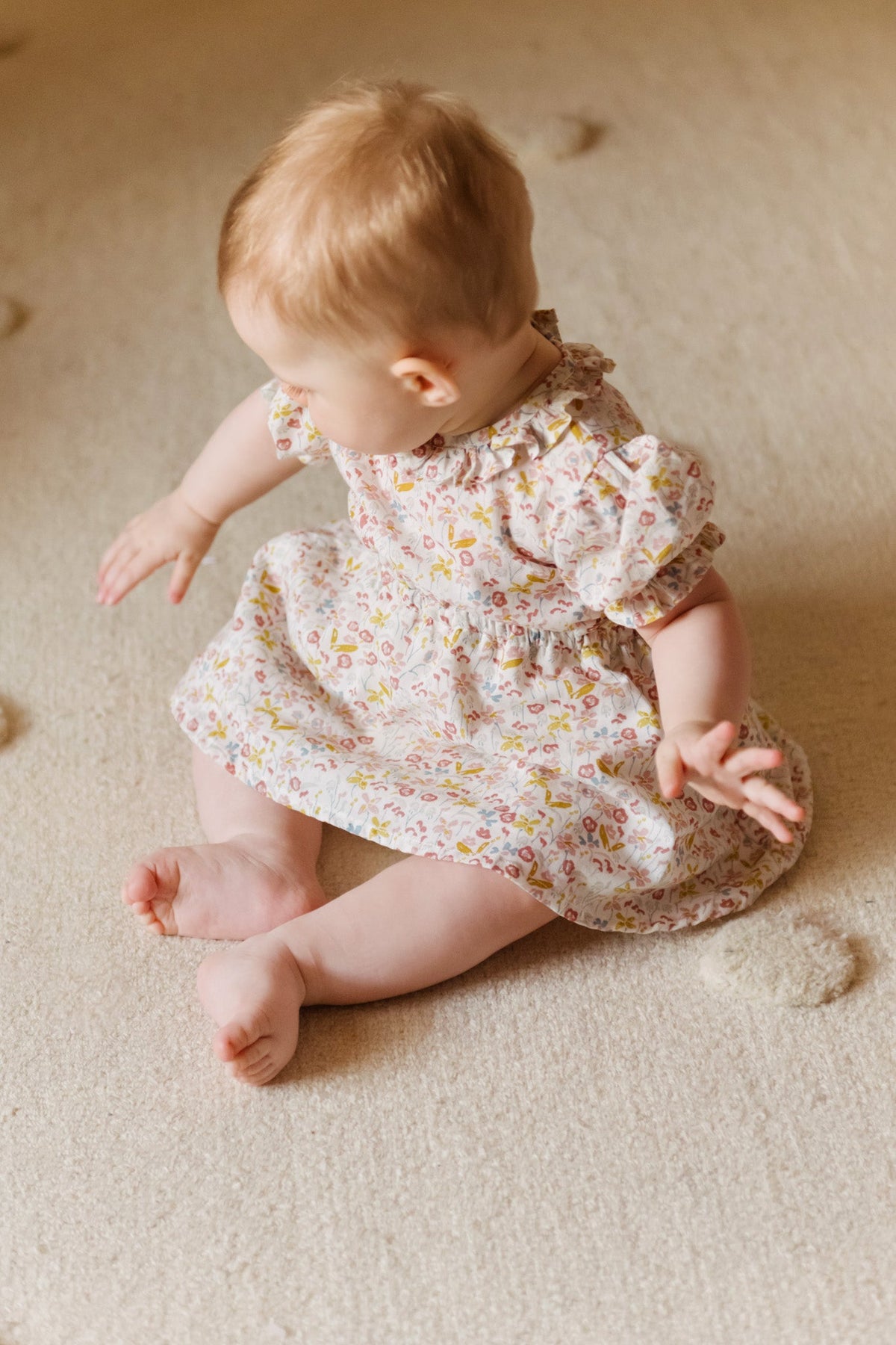 kids ruffle puff sleeve dress floret