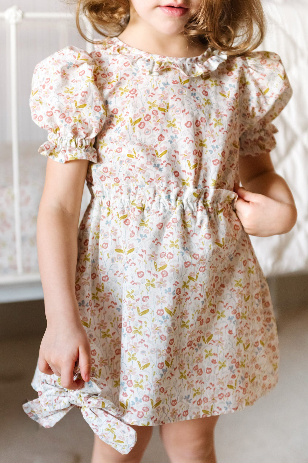 kids ruffle puff sleeve dress floret