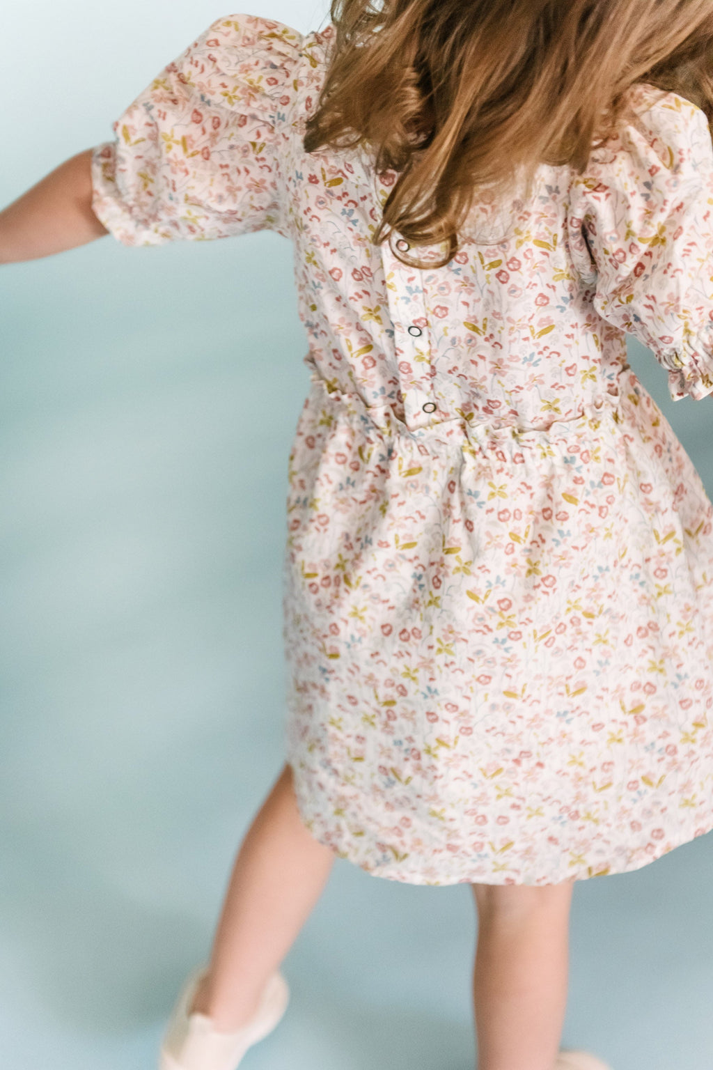 kids ruffle puff sleeve dress floret