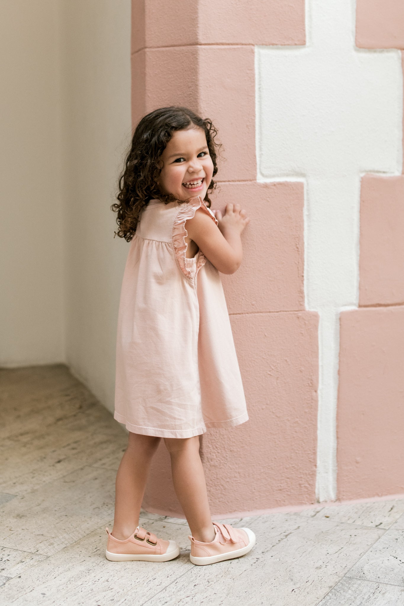 Garment Dye Ruffle Dress - Soft Peony