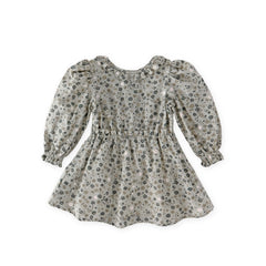 kids ruffle puff sleeve dress forget me not in greens pattern