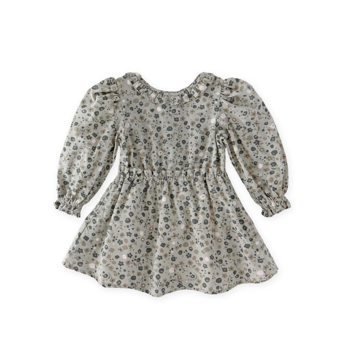 kids ruffle puff sleeve dress forget me not in greens pattern