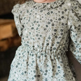 Ruffle Puff Sleeve Dress - Forget-Me-Not