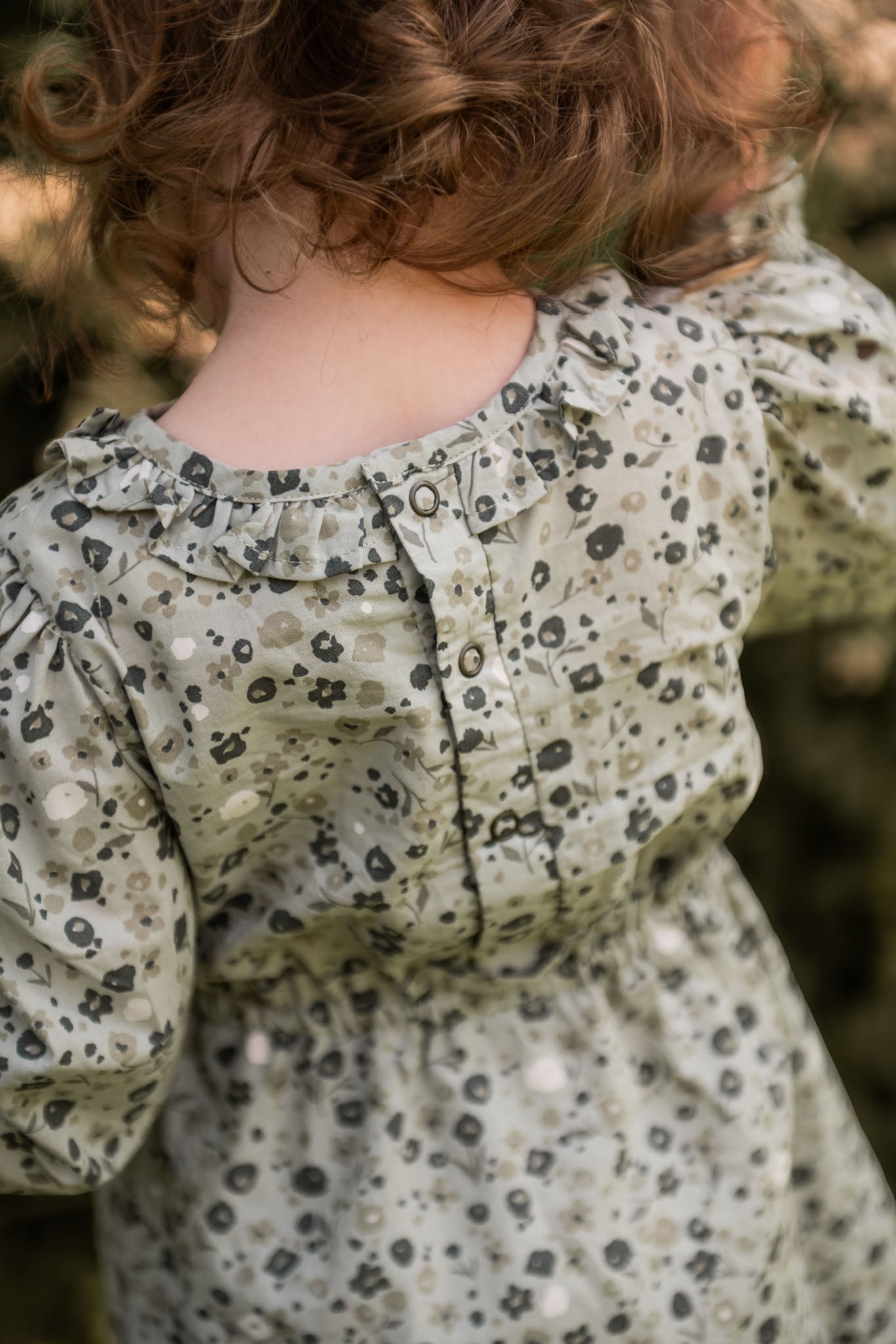 Ruffle Puff Sleeve Dress - Forget-Me-Not