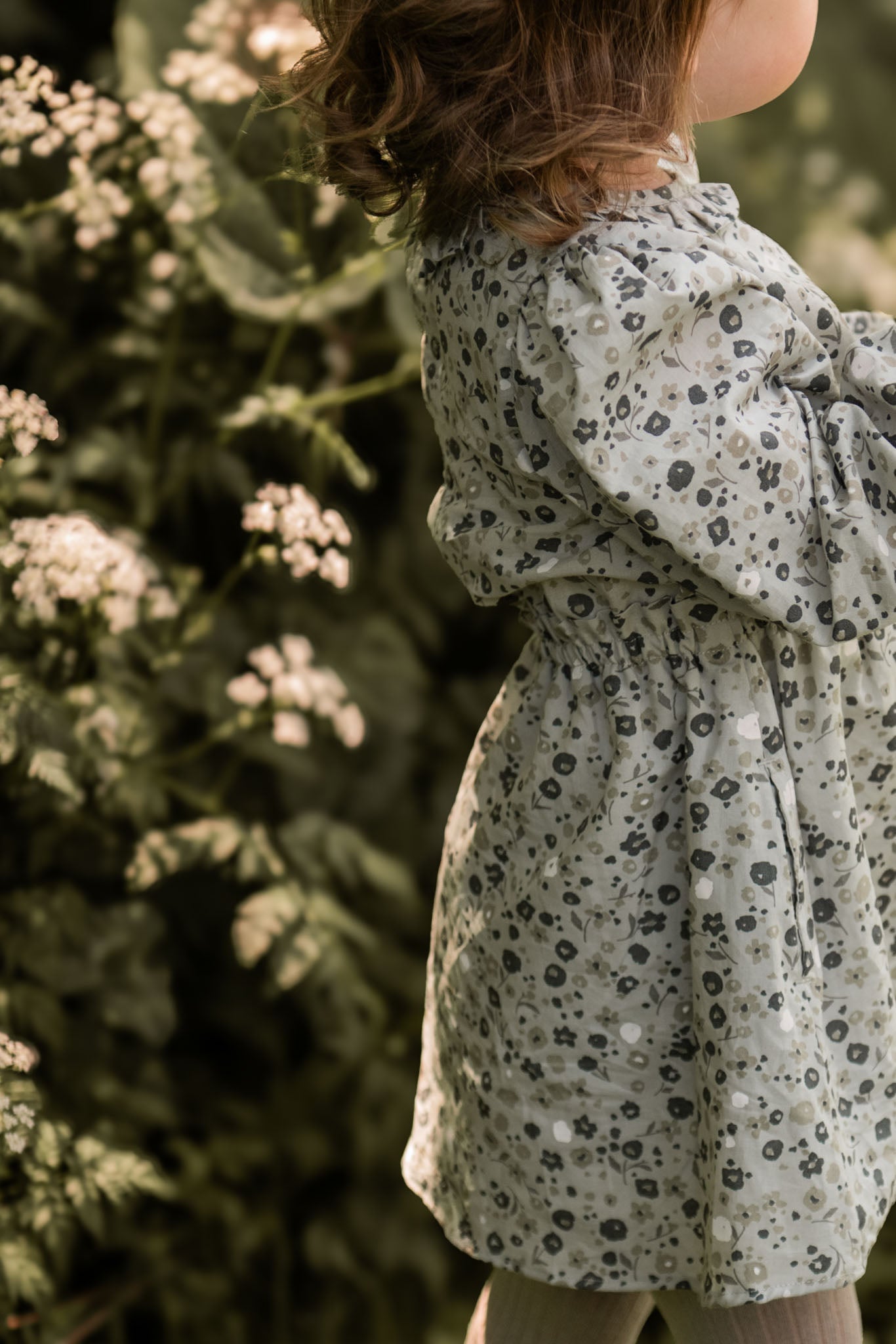 Ruffle Puff Sleeve Dress - Forget-Me-Not