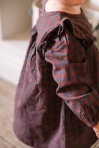 kids flannel smocked dress mulberry/ink