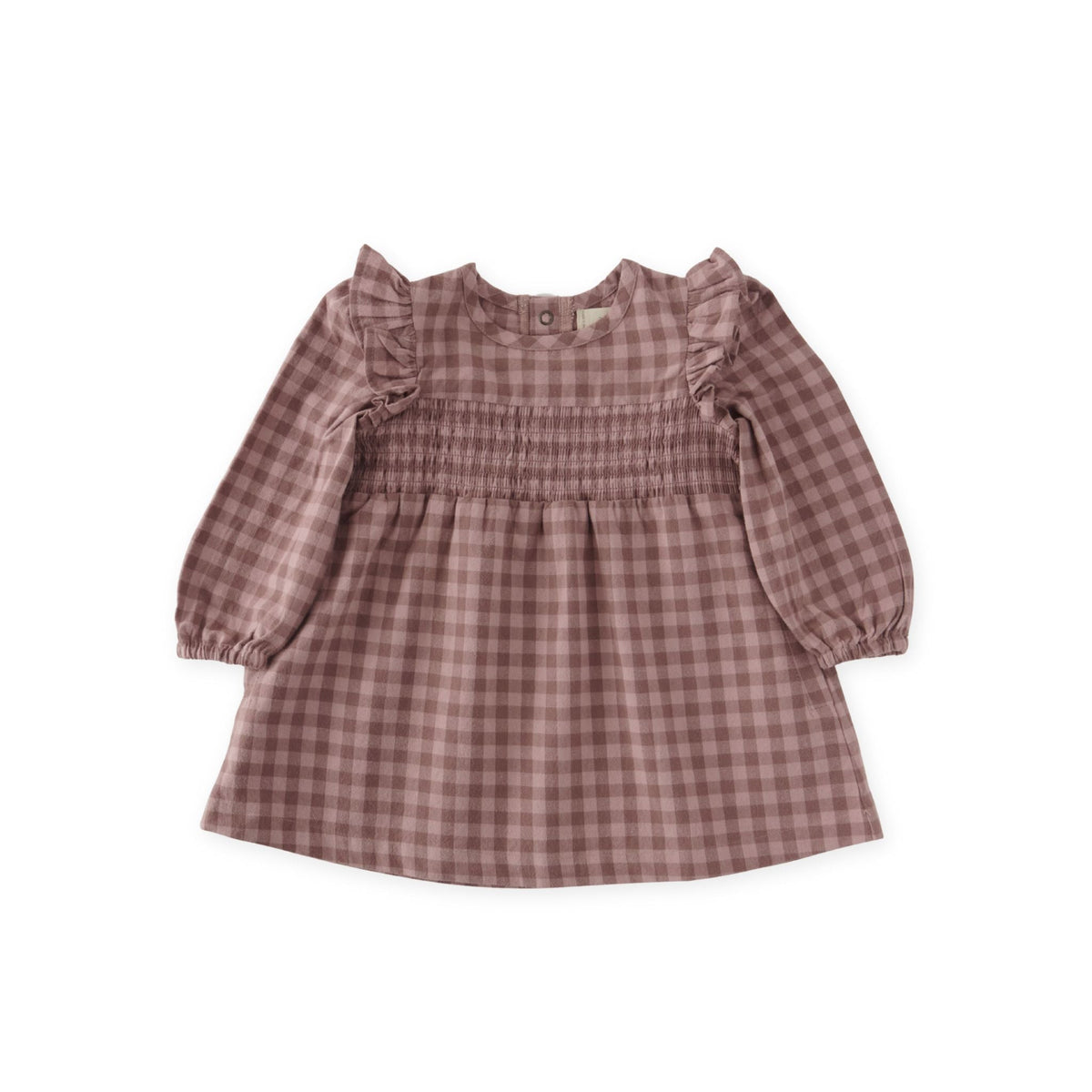 kids flannel smocked dress thistle/light thistle in pinks pattern