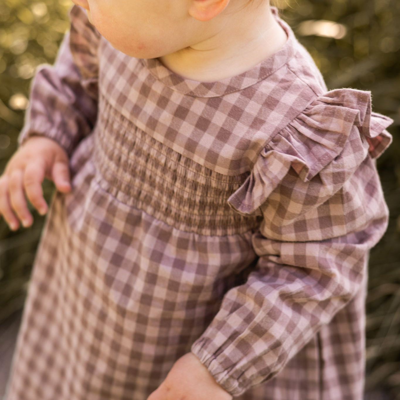 kids flannel smocked dress thistle/light thistle