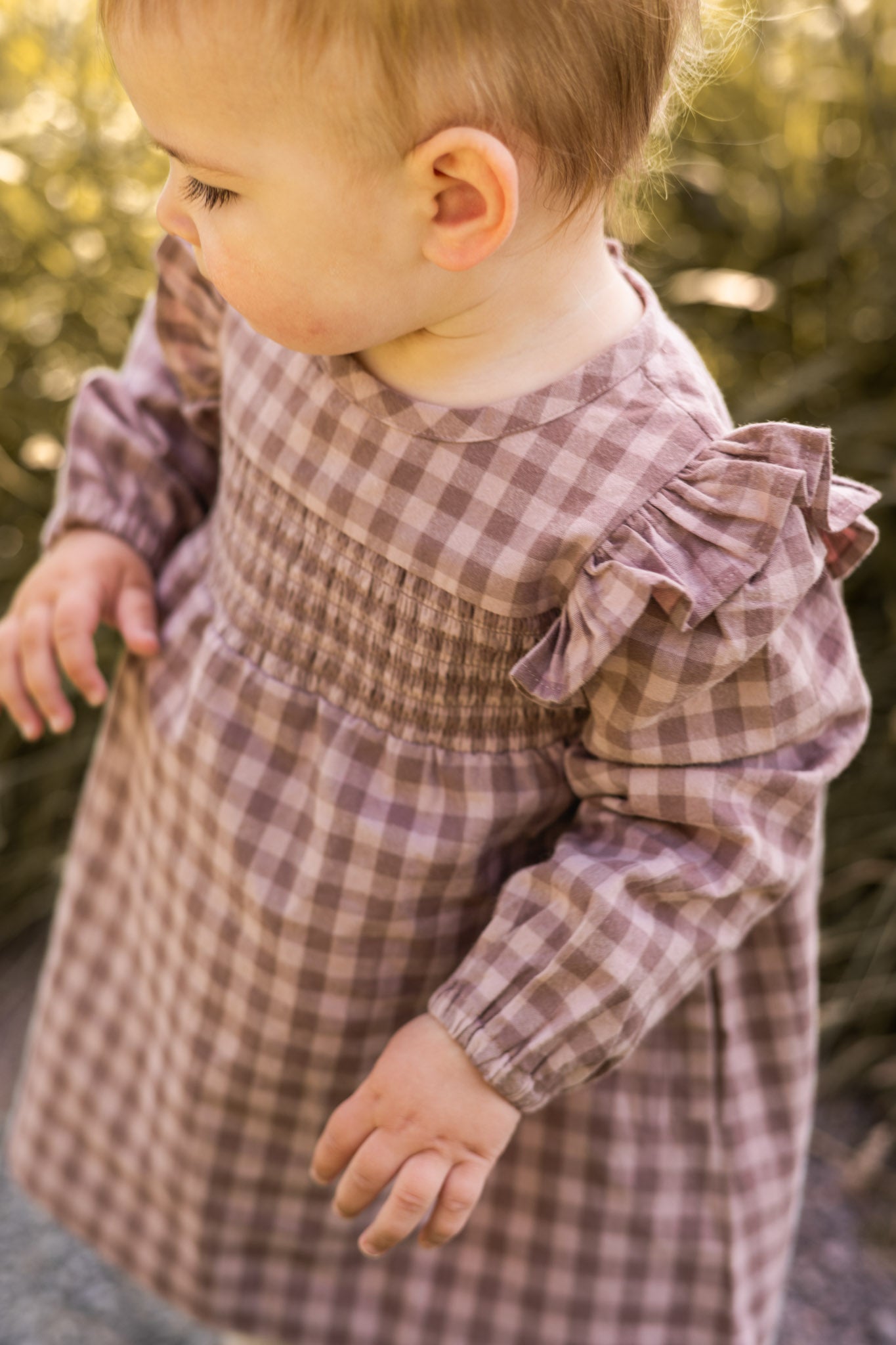 Flannel Smocked Dress - Thistle/Light Thistle