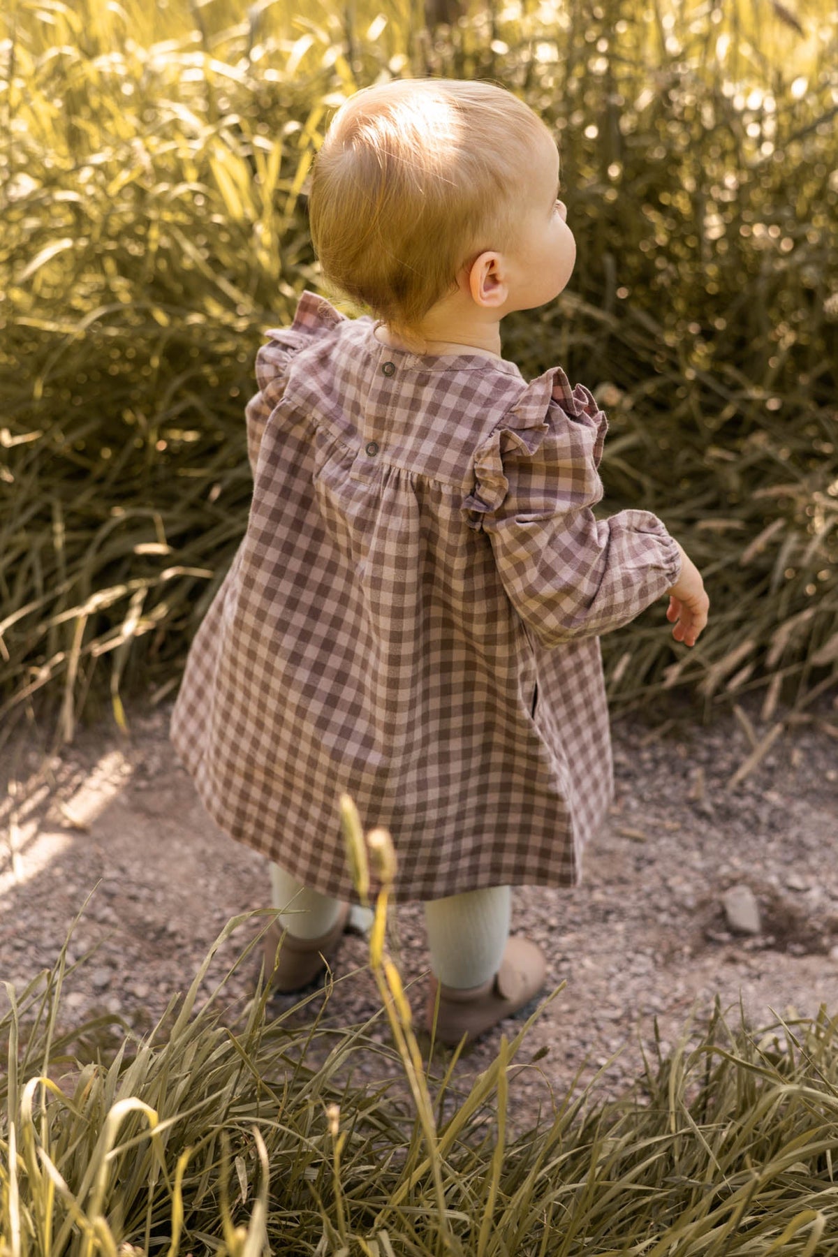 kids flannel smocked dress thistle/light thistle